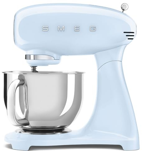 Smeg, Full Color SMF05PBEU Planetenkneter, 10 Geschwindigkeitsstufen, glatte und Mixfunktion, 4,8 Liter Schüssel, Motorblock, 3 Schneebesen und Knethaken, 800 W, blau