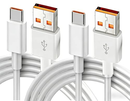Jetstream 2 Piezas Cable USB C Charge Turbo, 120W 6A Cable USB Tipo C Rápida, Compatible con Xiaomi 14T/13T/12X/12T/11T Pro/11 Lite/Redmi Note 14/13/12/11/10 POCO F8/X7/F7/X6/M6/X5 Mi Pad 7/6 (2M)