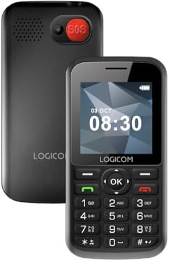 Logicom - Posh S85 téléphone Senior 4G Double SIM - Bouton SOS - Compatible Appareil auditif - Socle de Charge - USB-C - Lampe Torche - Noir