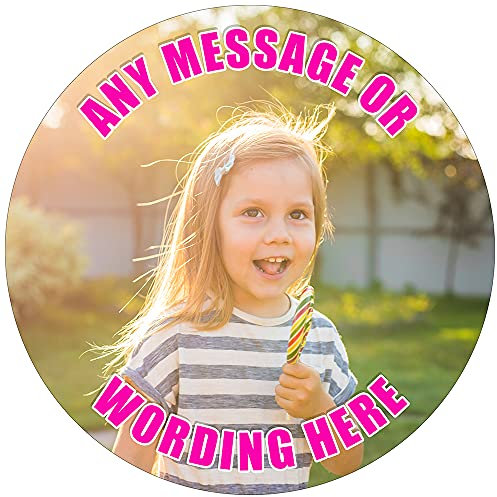 Your Own Image - Pink Text - Any Size (4in - 7.5in) Personalised Edible Cake Topper on Premium Icing