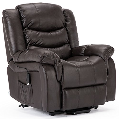 More4Homes SEATTLE ELECTRIC RISE RECLINER BONDED LEATHER ARMCHAIR SOFA HOME LOUNGE RISER CHAIR (Brown)