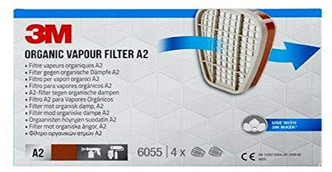 3M Filtro per Vapori Organici 6055 A2 per le Serie 6000 E 6500, 4PR/PK