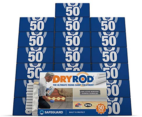 Dryrod Damp Proofing Rods (50 Pack x 20) - BBA-Approved Rising Damp Treatment, Stronger Than DPC Injection Creams. Coverage 120m