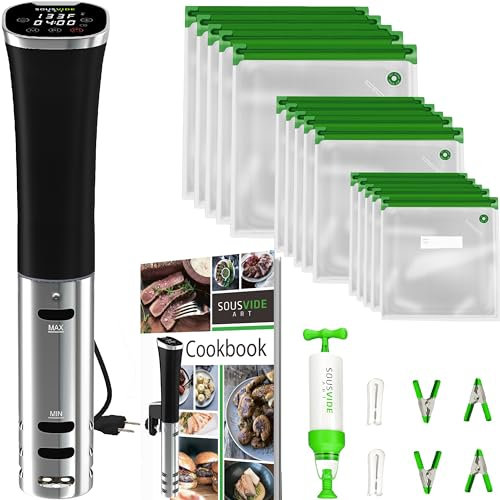 Sous Vide Cooker Kit All-in-ONE - Sous Vide Machine 800W, 120V with Accurate Temperature Digital Timer, 30 Sous Vide Bags.