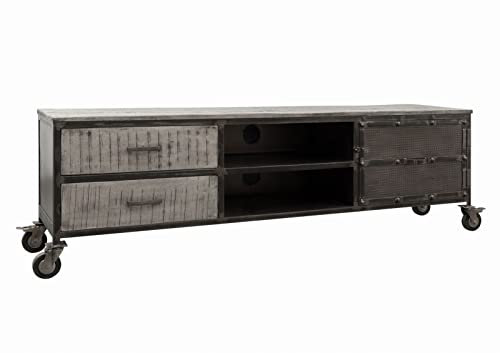 MASSIVMOEBEL24.DE TV-Board Mango 190x40x60 grau lackiert Heavy Industry #131