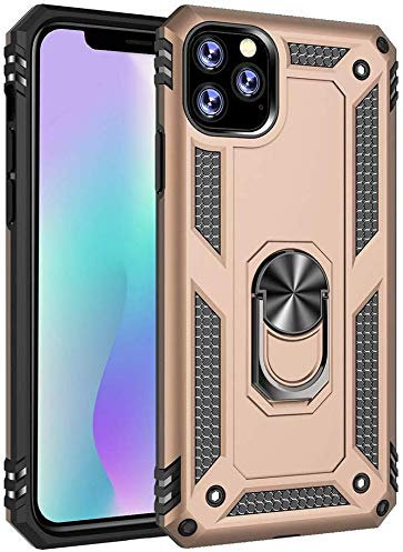 Shockproof Case For Apple iPhone 11 Pro Max (6.5), Premium Protective Ring Armour Phone Case with [Kickstand], Dual Layer shock Absorption Design For iPhone 11 Pro Max - Gold