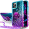 Silverback for iPhone 12 Pro Max Case, Moving Liquid Holographic Glitter Sparkly Case With Kickstand, Girls Women Bling Diamond Ring Shockproof Protective Cover for iPhone 12 Pro Max 6.7 -Purple