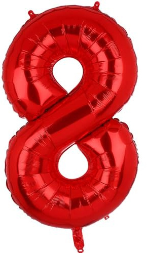 100 CM Groß Rot Zahl 8 Folienballon Luftballon Folien Mylar Riese Helium Luftballons Geburtstag Party Deko Lieferungen