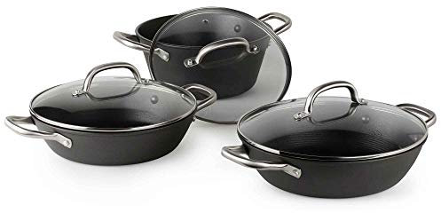 BOJ Batería de Cocina NEW CLASSIC en Hierro fundido, apta para todo tipo de fuegos, conjunto de ollas (set 3 ollas)