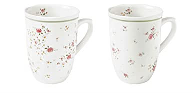 Brandani 52248 Mug Nonna Rosa Set 2 Pezzi Porcellana cm 9x11.5h Materiale Porcellana Capacita 350 ml