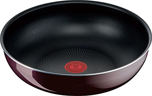Tefal L43919 - Sartén con mango extraíble de 28 cm, wok profundo, compatible con fuego de gas, Ingenio Neo Vintage Burdeos, antiadherente
