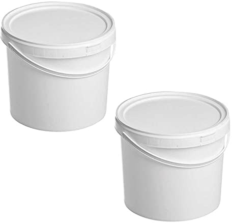 Cubo hermético con Tapa, Pack 2 Cubos de 20 LTS, Color Blanco, apilable, Cubos de plástico con Tapa, Envasar Alimentos (2, 20 litros)