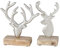 BOLTZE 2X Skulptur Lawando Hirsch Holzbase Aluminium Höhe 17 cm Silber