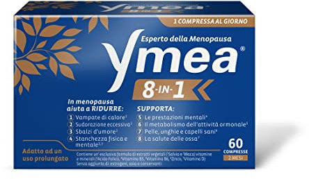 Ymea 8 in 1 Integratore Alimentare Esperto della Menopausa, Ottime Contro gli 8 Disturbi Più Comuni della Menopausa, Supporta il Metabolismo e la Salute delle Ossa, 60 Compresse