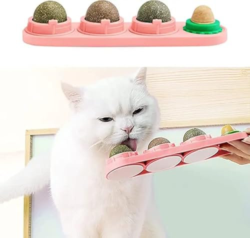 STARROAD-TIM Palline di Erba Gatta Giocattolo di Erba Gatta per Gatti Palline Commestibili Girevoli Palline Commestibili di Erba Gatta Autoadesive Sane Naturali Pulizia dei Denti Giocattolo di Menta