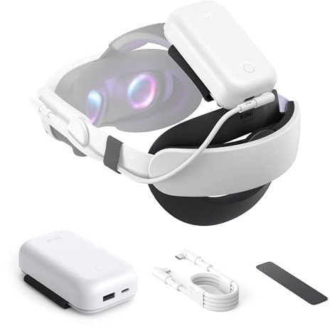 KIWI design 10000mAh Akku Kompatibel mit Meta Quest 3S/Quest 3/Quest 2 Zubehör, Powerbank zum Ausgleich des Kopfdrucks und zur Verlängerung der Spielzeit (Kopfgurt Nicht Enthalten)