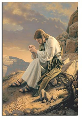 RONGCHENG Poster mit Jesus Christus, Gott, Religion, Beten, Leinwand, Kunst, Zuhause, Zimmer, Wanddekoration, Bild, Poster, Druck, Gemälde, Geschenk, Poster
