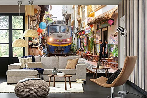 Vlies Fototapete ZUG IN HANOI 375 x 250 cm (inkl. Kleister) - Vlies Tapete, Wandtapete, Wandbilder - Tapete für Wohnzimmer Schlafzimmer, Büro, Küche - Montagefertig