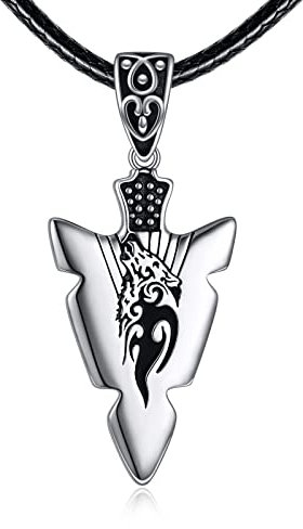 VONALA Wolf Halskette Wikinger Schmuck Pfeilspitze Ketten anhänger 925 Sterling Silber Pfeil Wölfin Kette speer Anhänger Wolf Geschenk für Herren Frauen Unsex
