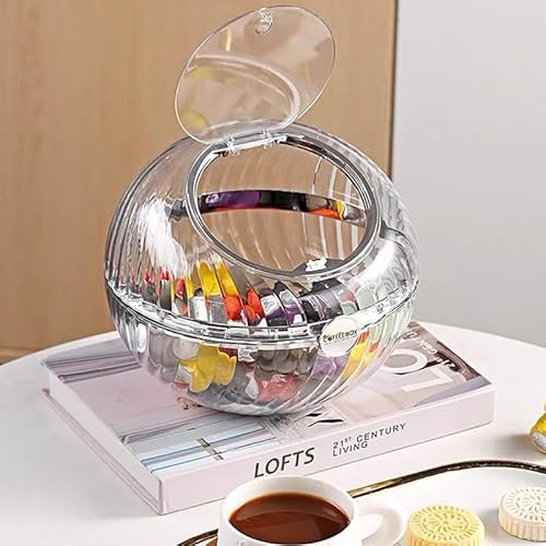 Hoidokly Cestello Portaoggetti per Caffè, Grande Capacità Trasparente Sferica Contenitore Per Capsule di Caffè, Compatibile con Varie Capsule di Caffè, Caramelle, Biscotti e Cioccolatini(Argento)