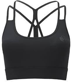 Carlheim Women's Active Wear Sports Bra X-Back, Black, Small