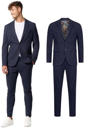 JEFF Herren JFEzra Anzug Set 2-teilig Anzugjackett und Hose Herrenanzug | Klassischer 2-teiliger Anzug mit Stretch in Regular Fit, Herrensakko, Anzughose, Businessanzug, Hochzeitsanzug für Männer