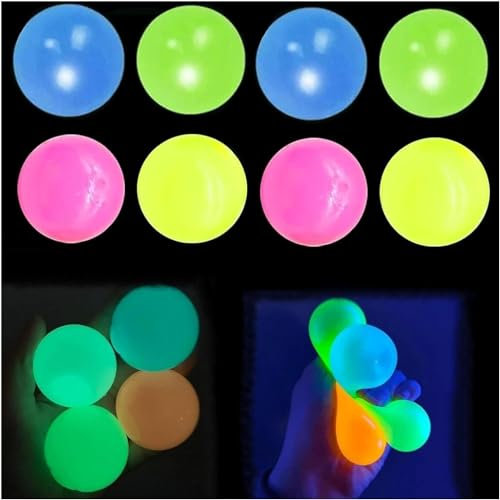 Lumiballs, Dream Balls,Dream Balls Glow in The Dark That Stick,Stick Up Wall & Ceiling Balls Glow in The Dark Sticky Bouncy Balls, Glow in The Dark Sticky Balls That Stick an der Decke (8pcs)