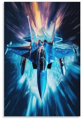 KeAan Fighter Jet Poster Wallscroll Wandbanner Für Dekorative Rollbild Wandbild Stoff Poster Leinwand Wandkunst Wand-Deko Leinwandbilder Ölgemälde 24x36inch(60x90cm)