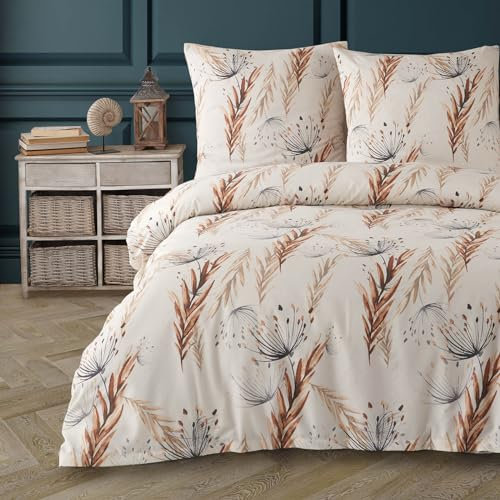 Buymax® Bettwäsche 135x200 80% Baumwolle, 20% Polyester 4-Teilig Bettbezug - Bettwäsche-Set 135 x 200cm mit 2 mal Kissenbezüge 80x80cm, ÖKO-TEX Baumwollmischung-Bettdeckenbezug mit Reißverschluss