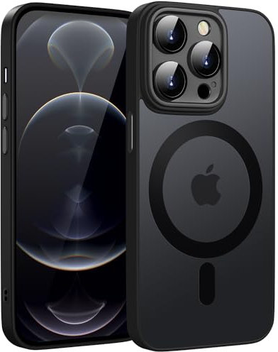 KPPIT Magnetic für iPhone 12 Pro Max Hülle für Magsafe, Handyhülle mit Magsafe Anti-Fingerabdruck Mattiert Durchscheinende Schutzhülle für iPhone 12 Pro Max case 6,7-Schwarz