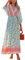 CUPSHE Robe de plage maxi d'été pour femme avec col en V et dos nu, Bleu sarcelle/rose, Taille L
