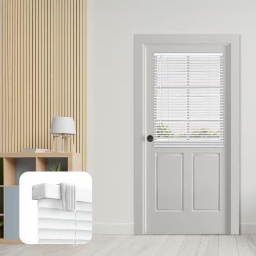 DEZ FURNISHINGS Cordless No Tools 1 Magnet Mini Blinds for Metal Doors, Room Darkening, 25 W x 72 H, White