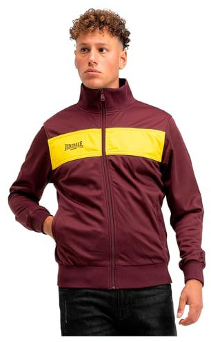 Lonsdale Herren Trainingsjacke schmale Passform ALNWICK, Oxblood/Yellow, 4XL