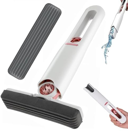Mini Mop, Unidades Lavables a Mano Mini Mop Desktop Clean,Pequeña Mopa de Esponja con función de escurridor para Cocina, vajilla, Cepillo de Limpieza de Mesa