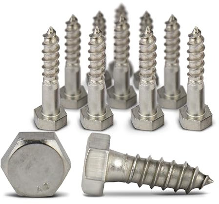 PROTECH 10 Stück Sechskant Holzschrauben M10x110 Edelstahl A2 rostfreier Sechskantschrauben Holzbauschrauben Schlüsselschrauben Wiener V2A Schrauben DIN 571