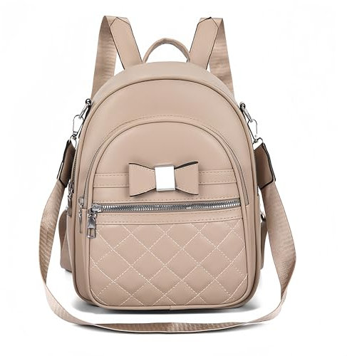 FUNSEED Rucksack Damen Bowknot Klein, PU-Leder Diebstahlsicher Umhängetaschen, Ideal für Büro, Pendler und Arbeit, Leicht Elegant Women Backpack