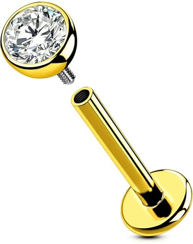 OUFER Body Piercing Labret Stud Earring Internally Titan Labret Piercing Schmuck Gold Helix Ohrringe Piercing 6/8/10/12mm Knorpel Ohrring Schmuck 16G Tragus Conch Stud Bars