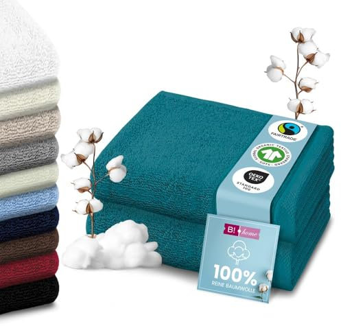 B!HOME 2er Set Premium Saunatücher [100% Baumwolle] 90x200 cm, Petrol/grün / 2 große XXL Saunahandtücher Weich, Saugstark & Pflegeleicht/Badetuch Perfekt für Bad, Strand & Reisen/Damen & Herren
