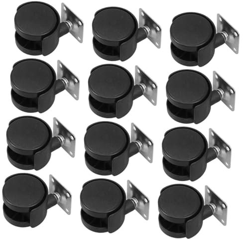 Generic 12pcs Flat Wheel Tires Double Office Chair Casters Sliders Cart Versatile Swivel Idler Truck Accessories Utility Mini Caster Wheels Race Trailer Bin Move Wheelie Black Iron