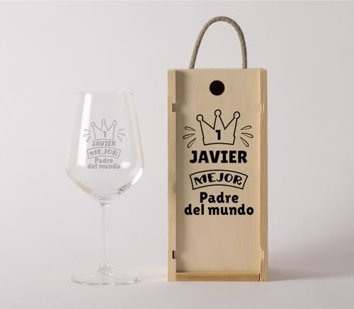 NANNUK Baby creations Copas de vino personalizadas (Mejor padre, 2 copas)
