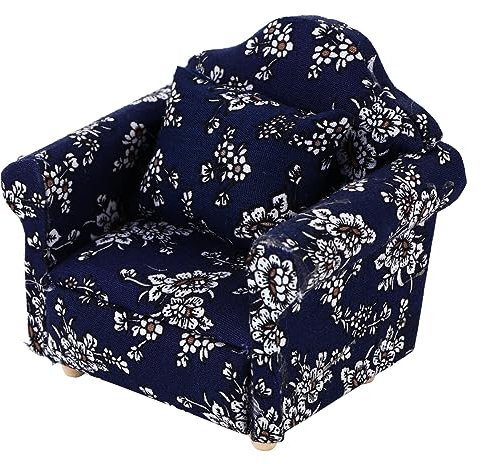 PERSELOSO Miniblau Blumensofa Mini-Sofa-Figur Häuser Puppe Miniatur Spielhaus Sofa -Mini-Sofa Modellsofa Sofa-Modell Dorf Hu Tongmu Blue
