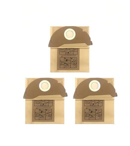 Aspirateur Hepa Filtres Sacs de poussière Remplacement. Compatible avec Karcher WD2.250 WD3.200 A2004 A2054 MV2 WD2 NT18 NT20 NT38(3pcs)