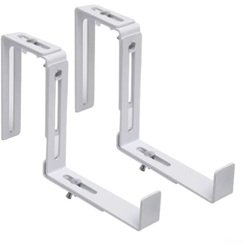 Sumsoctober Soportes ajustables para macetas de ventana, paquete de 2 soportes de hierro resistentes con ancho ajustable, fácil instalación, no requiere taladrar, color blanco