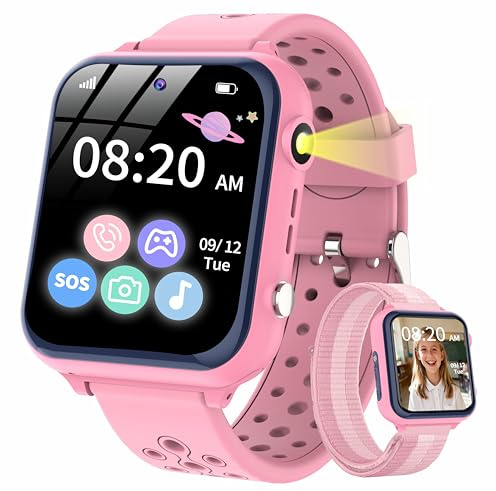 POKUJNFY Reloj Inteligente Niño para Niños Niñas - Llamada Telefónica SOS 16 Juegos Cámara HD MP3 Música Calculadora Despertador - Digital Reloj Inteligente Niña Regalo