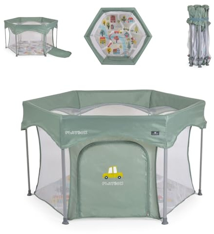 Cangaroo Laufstall Playbox klappbar Matratze Tragetasche Öffnung Reiselaufstall grün