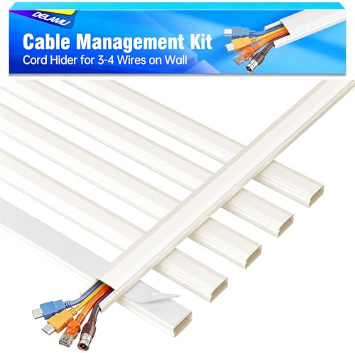 Delamu Kabelkanal Beige Selbstklebend, 2.16M (6 Stück - 30x17 mm) Kabelschacht Wand, PVC Kabelkanäle Aussenbereich Wetterfest für TV und Computer im Home Office