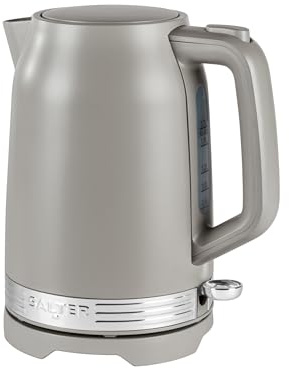 Salter Rise Hervidor 1,7 l 2200 W taupe mate | Strix, apagado automático, protección ebullición en seco, base giratoria 360°, tapa con botón, filtro antical