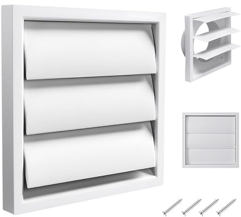 Maslasee Lüftungsschlitzabdeckungen für Wände, 100 mm, Außenwandlüfter mit Fliegengitter für Wäschetrockner, Abluftventilator, Abdeckung, Küche, Bad, Garage (140 x 140 mm)
