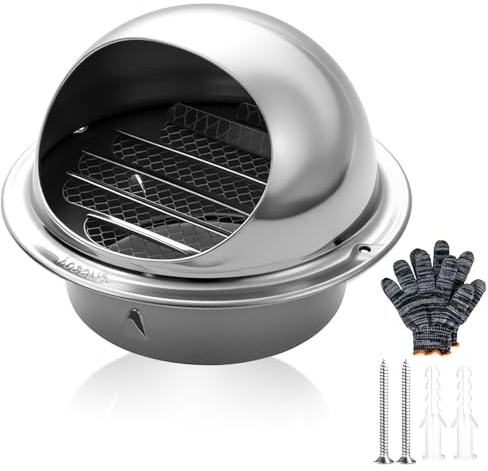 Edelstahl Abluft- Wetterschutzhaube Für Außenwände, Küche Dunstabzugshaube Lüftungsgitter, Ø 50 70 150 200 Mm Edelstahl Ablufthaube Mit Insektennetz, Stark, Rostfrei, Kaminaufsatz(100mm)