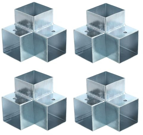 QUARKZMAN Kit Supports Gazebo à 3 Voies Support D'angle à 90 Degrés 4 Pcs | Kit Base pour Poteau Bricolage, pour Bois 1.6 x 1.6 pour Gazebo Terrasse Extérieure Et Chalets en Bois